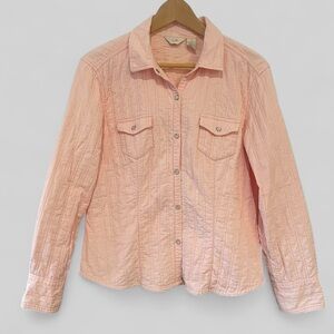 J.Jill Womens Quilted Pearl Snap Jacket Size Medium Soft Pink